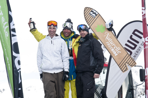 A freeski nyertesek: Szepessy D�vid, Balogh Csaba �s Boldizs�r P�ter
