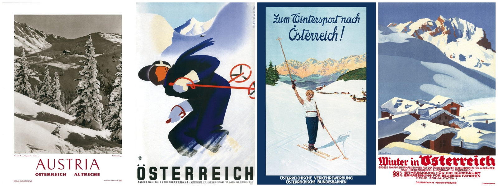 Ausztriát reklámozó retró plakátok