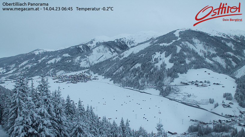 Fehér ruhában Obertilliach, a havazés előtt csaknem hómentes volt a környék 1600 méter alatt - Fotó: megacam