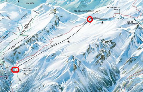 Serre Chevalier: az új lift alsó és felső állomásai Serre Chevalier: az új lift alsó és felső állomásai