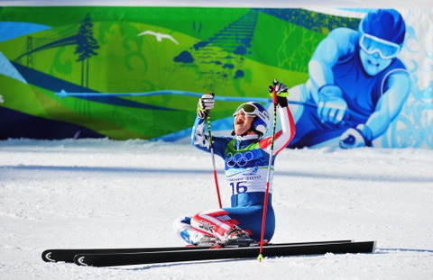 Lindsey Vonn öröme a célban (Getty Images) Lindsey Vonn öröme a célban (Getty Images)