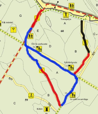 A jelenlegi �s a tervezett �j p�lya nyomvonala
